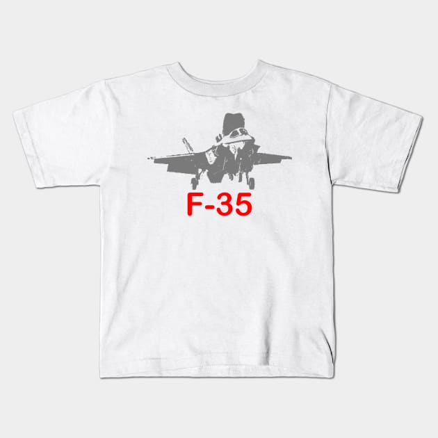 F-35 Lightning Military Aircraft Kids T-Shirt by Sneek661